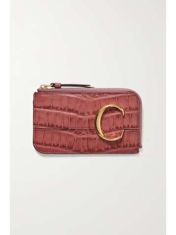 CHLOÉ C croc-effect leather cardholder