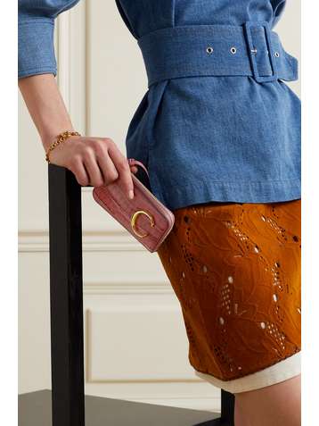CHLOÉ C croc-effect leather cardholder