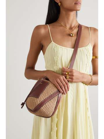 CHLOÉ + NET SUSTAIN leather-trimmed raffia bucket bag