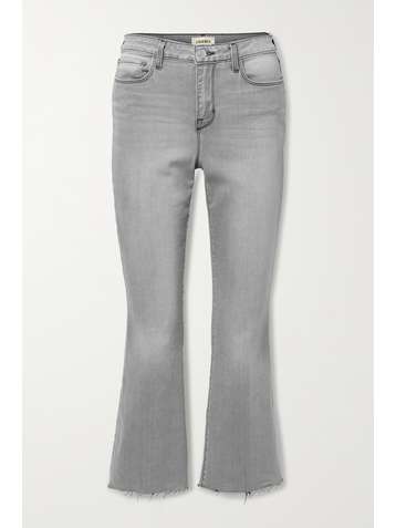 L'AGENCE Kendra cropped distressed high-rise flared jeans