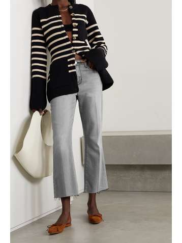 L'AGENCE Kendra cropped distressed high-rise flared jeans