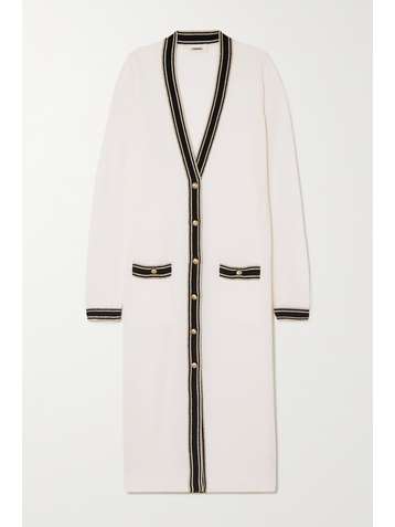 L'AGENCE Tinsley striped merino wool and cashmere-blend cardigan