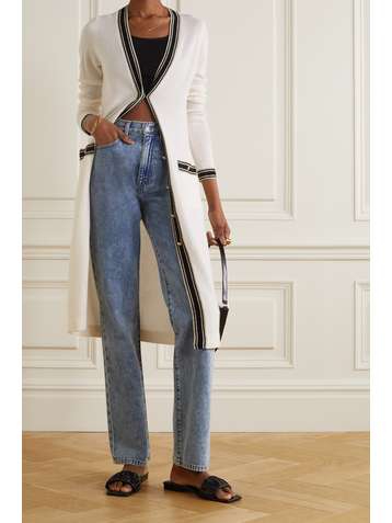 L'AGENCE Tinsley striped merino wool and cashmere-blend cardigan