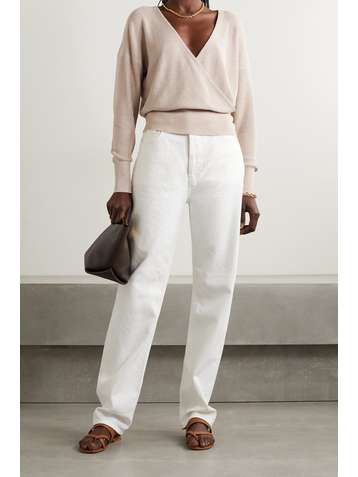 L'AGENCE Blair wrap-effect metallic knitted sweater