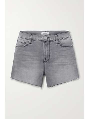 L'AGENCE Audrey frayed denim shorts