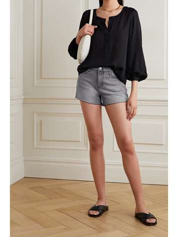 L'AGENCE Audrey frayed denim shorts