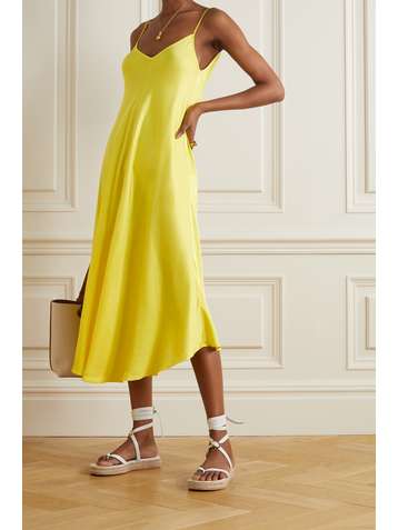 L'AGENCE Lorraine asymmetric crepe midi dress