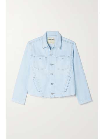 L'AGENCE Janelle cropped frayed stretch-denim jacket