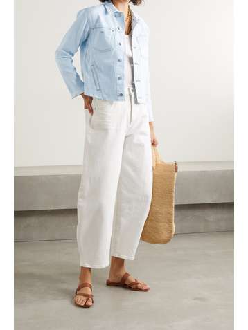 L'AGENCE Janelle cropped frayed stretch-denim jacket