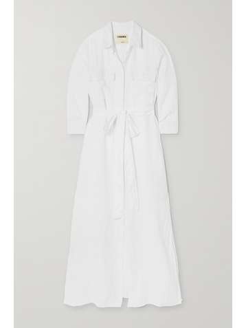 L'AGENCE Cameron belted linen maxi shirt dress