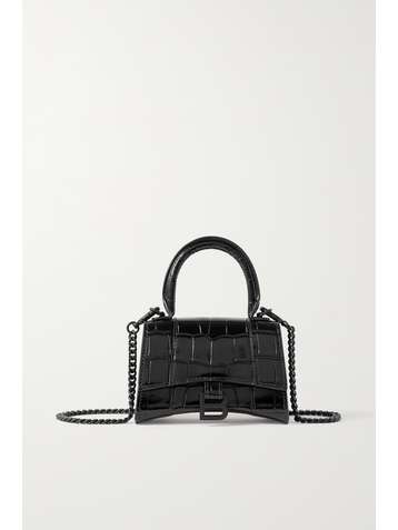 BALENCIAGA Hourglass nano croc-effect leather tote