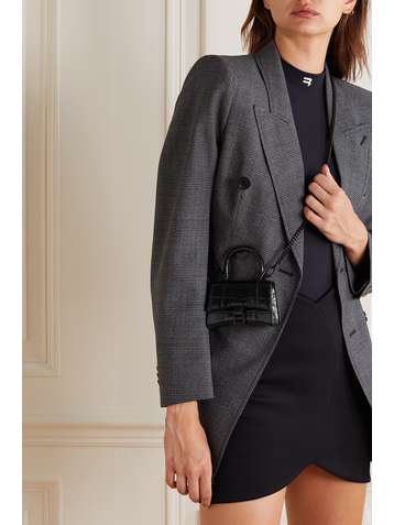 BALENCIAGA Hourglass nano croc-effect leather tote