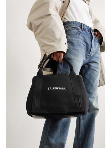 BALENCIAGA S Cabas leather-trimmed printed canvas tote