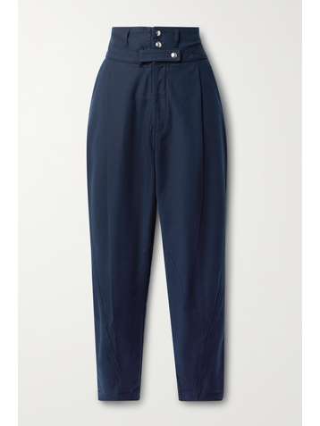 FRAME Twisted pleated cotton tapered pants
