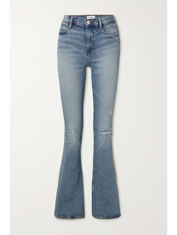 FRAME Le High Flare distressed high-rise jeans