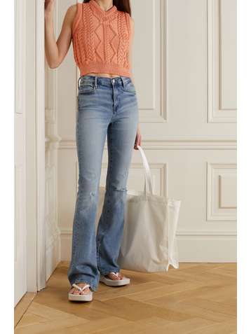 FRAME Le High Flare distressed high-rise jeans