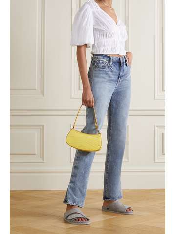FRAME Julianne cropped ruched stretch-cotton voile blouse