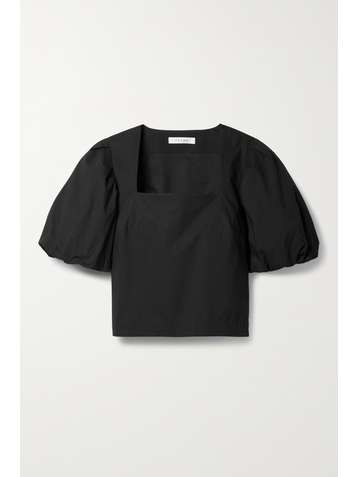 FRAME Nina cropped cotton-poplin blouse
