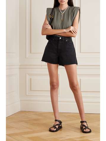 FRAME Le Simone distressed denim shorts