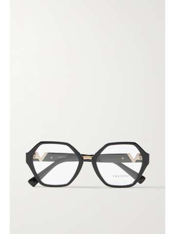 VALENTINO Lunettes de vue hexagonales en acétate et métal doré Valentino Garavani