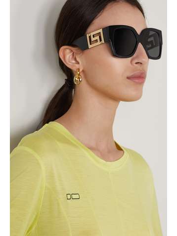 VERSACE Sonnenbrille mit eckigem Rahmen aus Azetat mit goldfarbenen Details