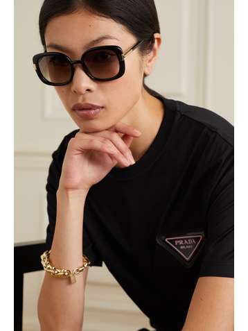 PRADA EYEWEAR Square-frame acetate and gold-tone sunglasses