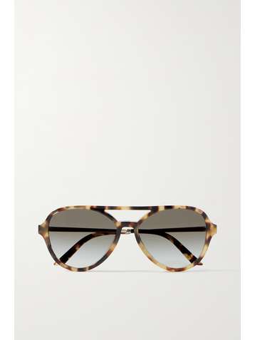 PRADA EYEWEAR Aviator-style tortoiseshell acetate and gold-tone sunglasses