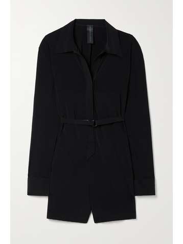 NORMA KAMALI Belted stretch-jersey playsuit