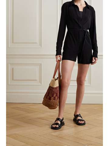 NORMA KAMALI Belted stretch-jersey playsuit