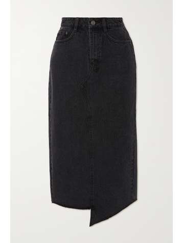 KSUBI Jagged asymmetric denim midi skirt