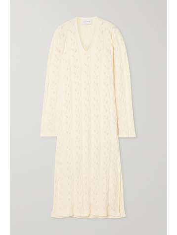 HOLZWEILER Nim pointelle-knit cotton midi dress
