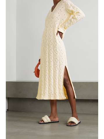 HOLZWEILER Nim pointelle-knit cotton midi dress