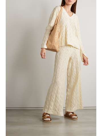 HOLZWEILER Pantalon en coton à mailles pointelle Thiril