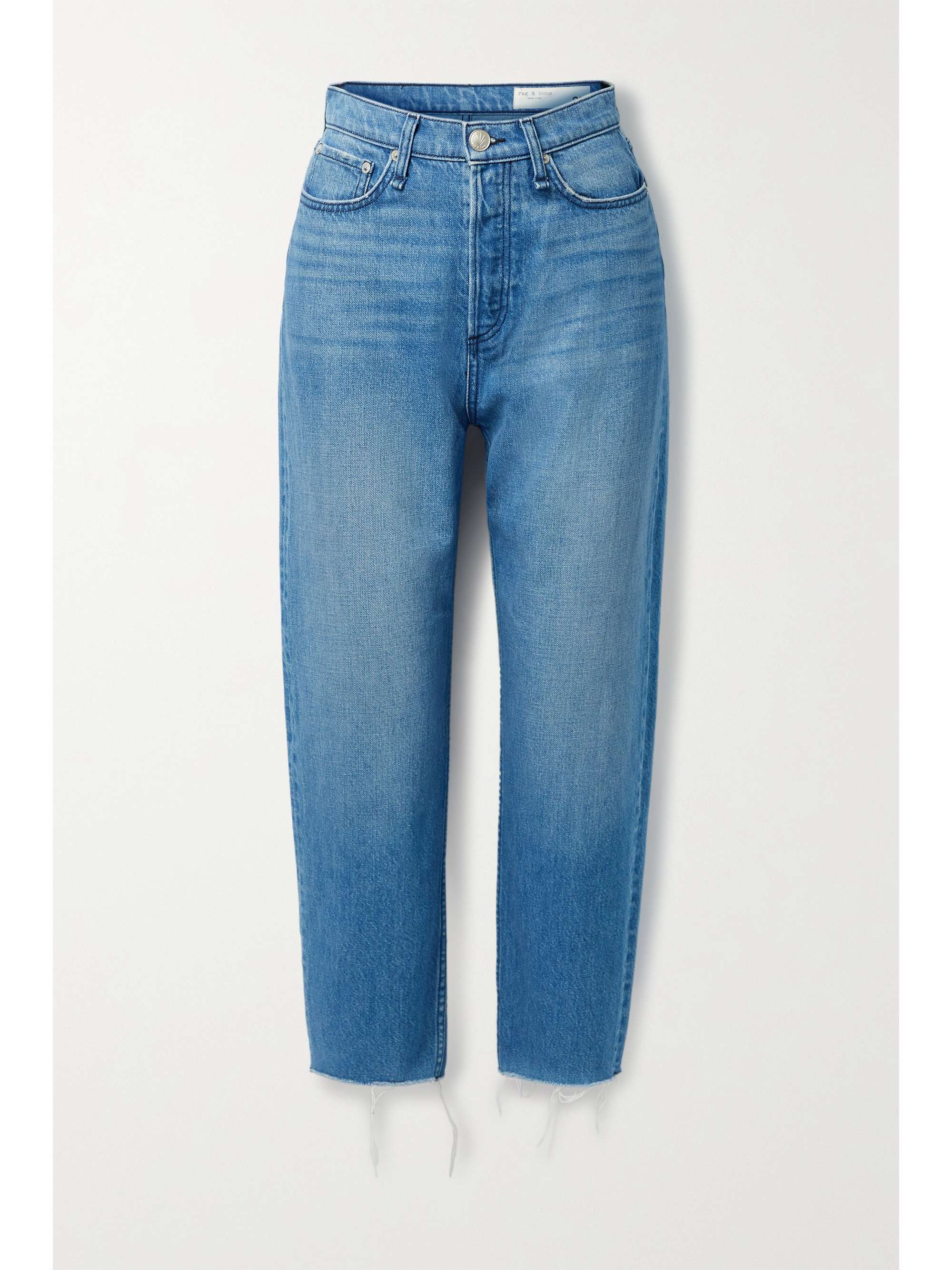 Mid denim 90s frayed high-rise straight 