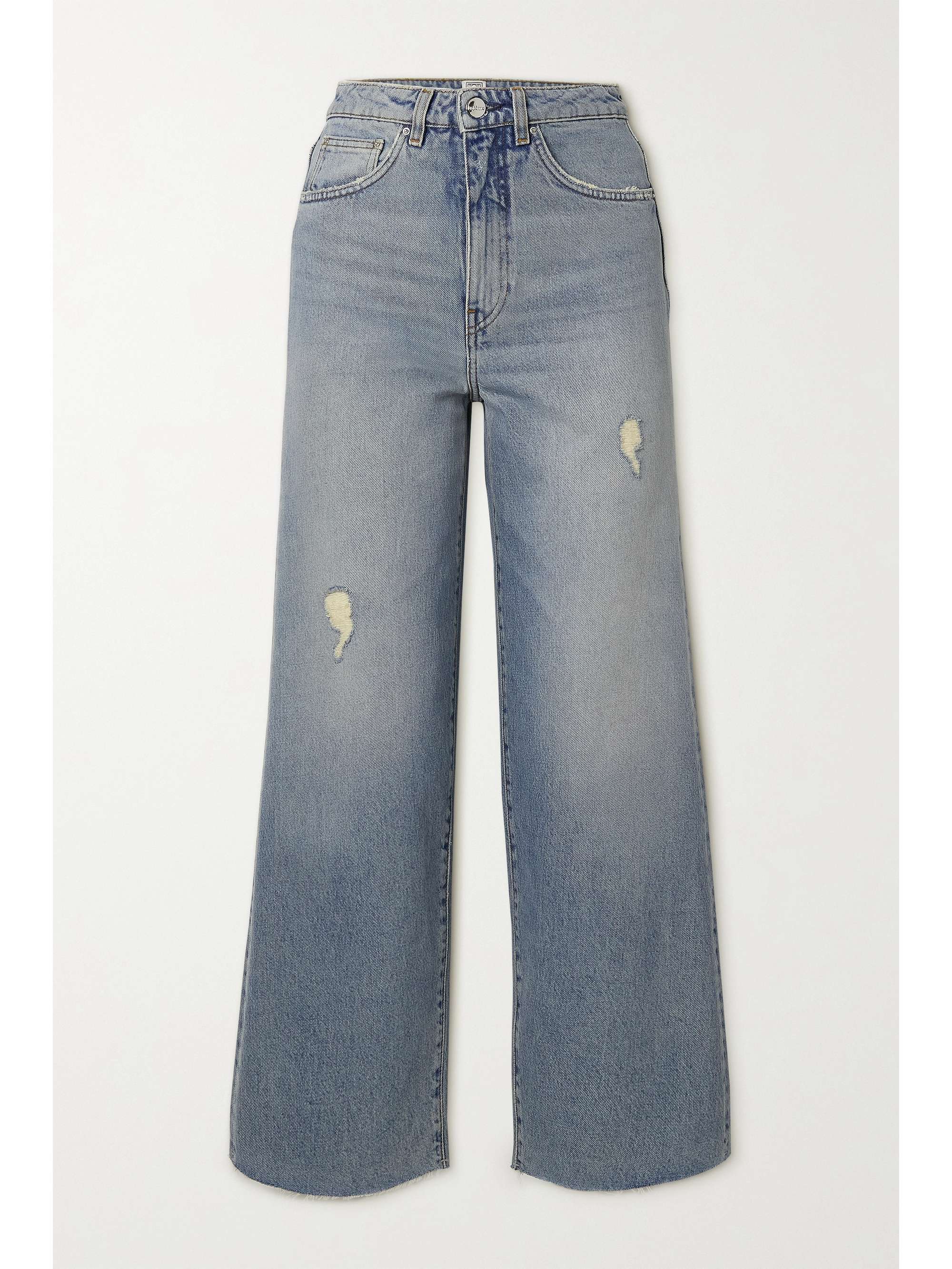 Light denim Distressed high-rise flared 