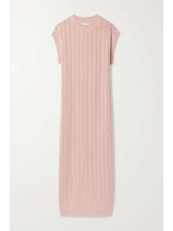 MR MITTENS Pointelle-knit cotton midi dress