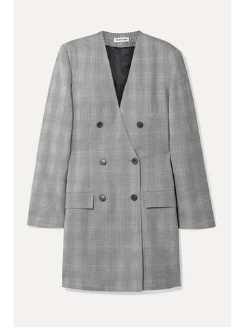 BALENCIAGA Double-breasted Prince of Wales checked wool dress