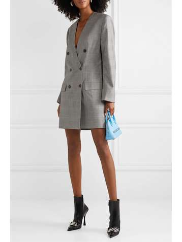 BALENCIAGA Double-breasted Prince of Wales checked wool dress