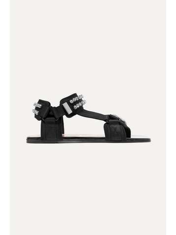 GUCCI Shea crystal-embellished canvas and neoprene sandals