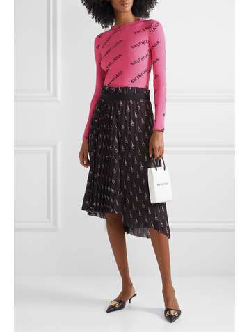 BALENCIAGA Printed ribbed-knit top