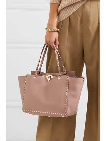 VALENTINO Valentino Garavani Rockstud medium textured-leather tote