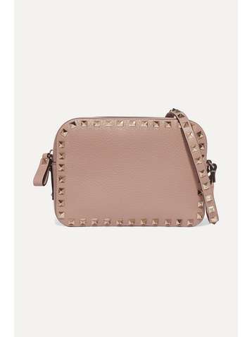 VALENTINO Valentino Garavani Rockstud textured-leather shoulder bag