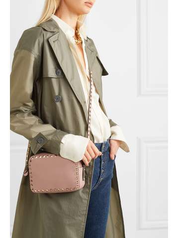 VALENTINO Valentino Garavani Rockstud textured-leather shoulder bag