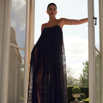 STAUD Beaton draped velvet and chiffon gown | NET-A-PORTER