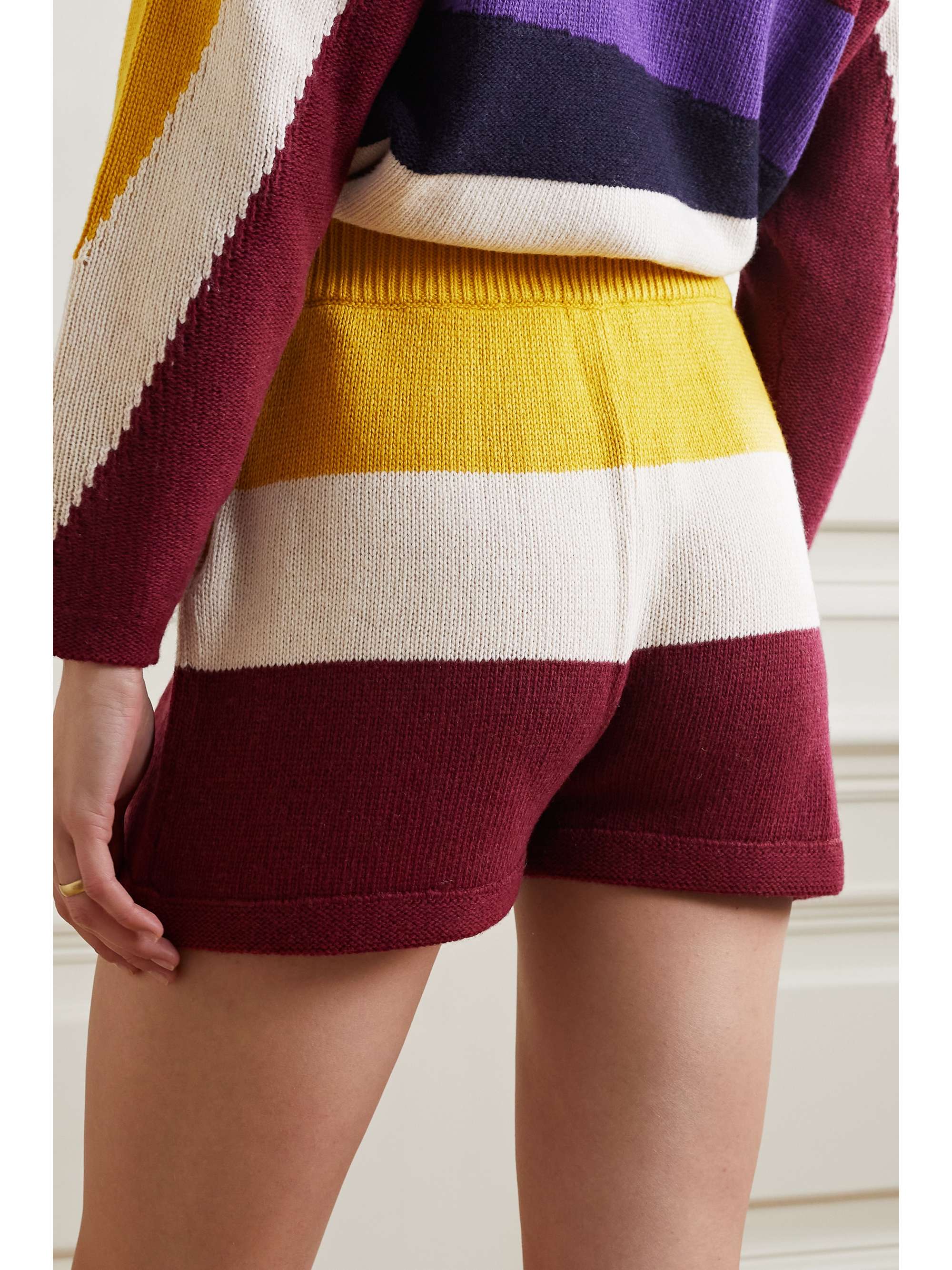 PARADIS PERDUS + NET SUSTAIN Jasper striped recycled knitted shorts
