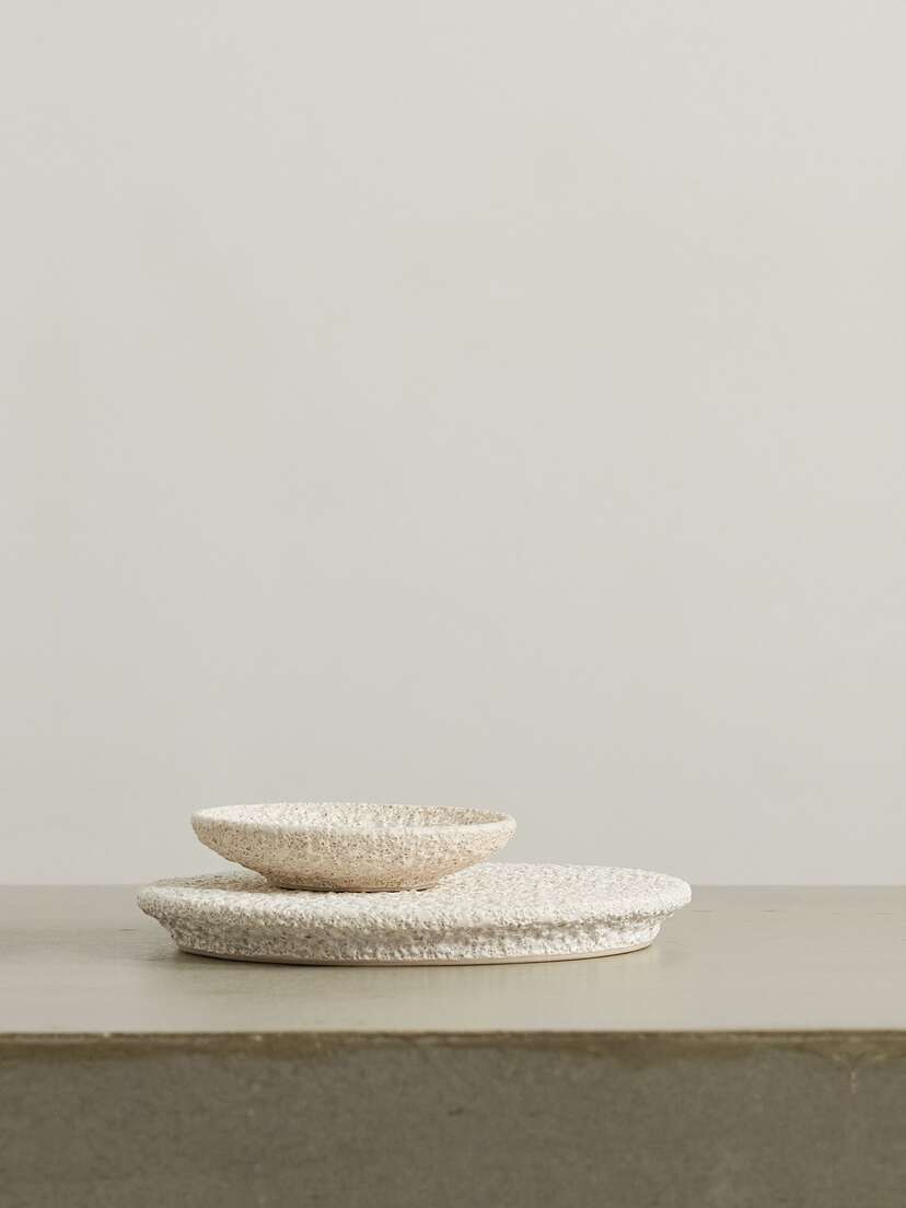MARLOE MARLOE + Net Sustain Set Of Two Glazed Ceramic Plates