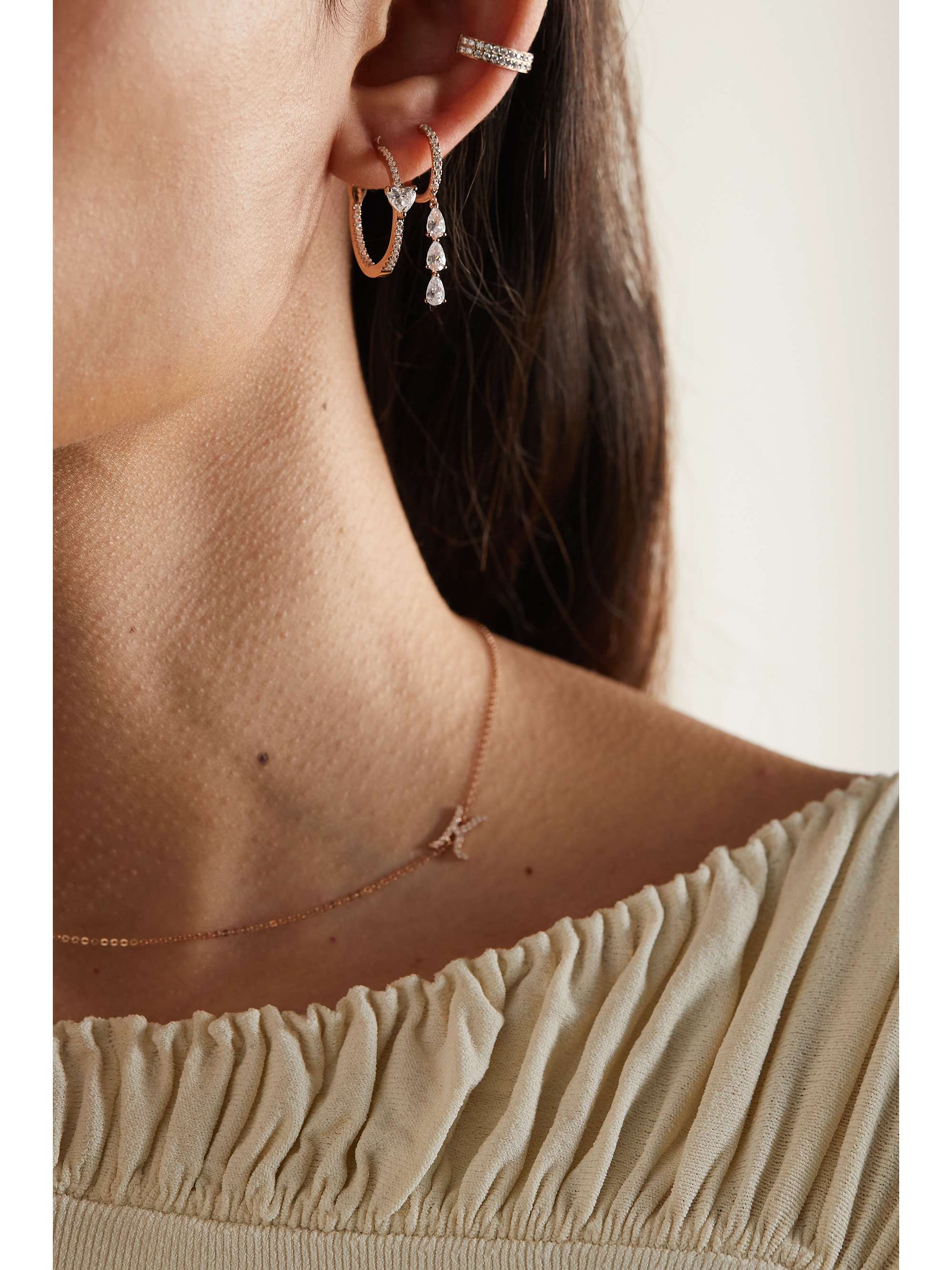 ANITA KO 18-karat rose gold diamond hoop earrings