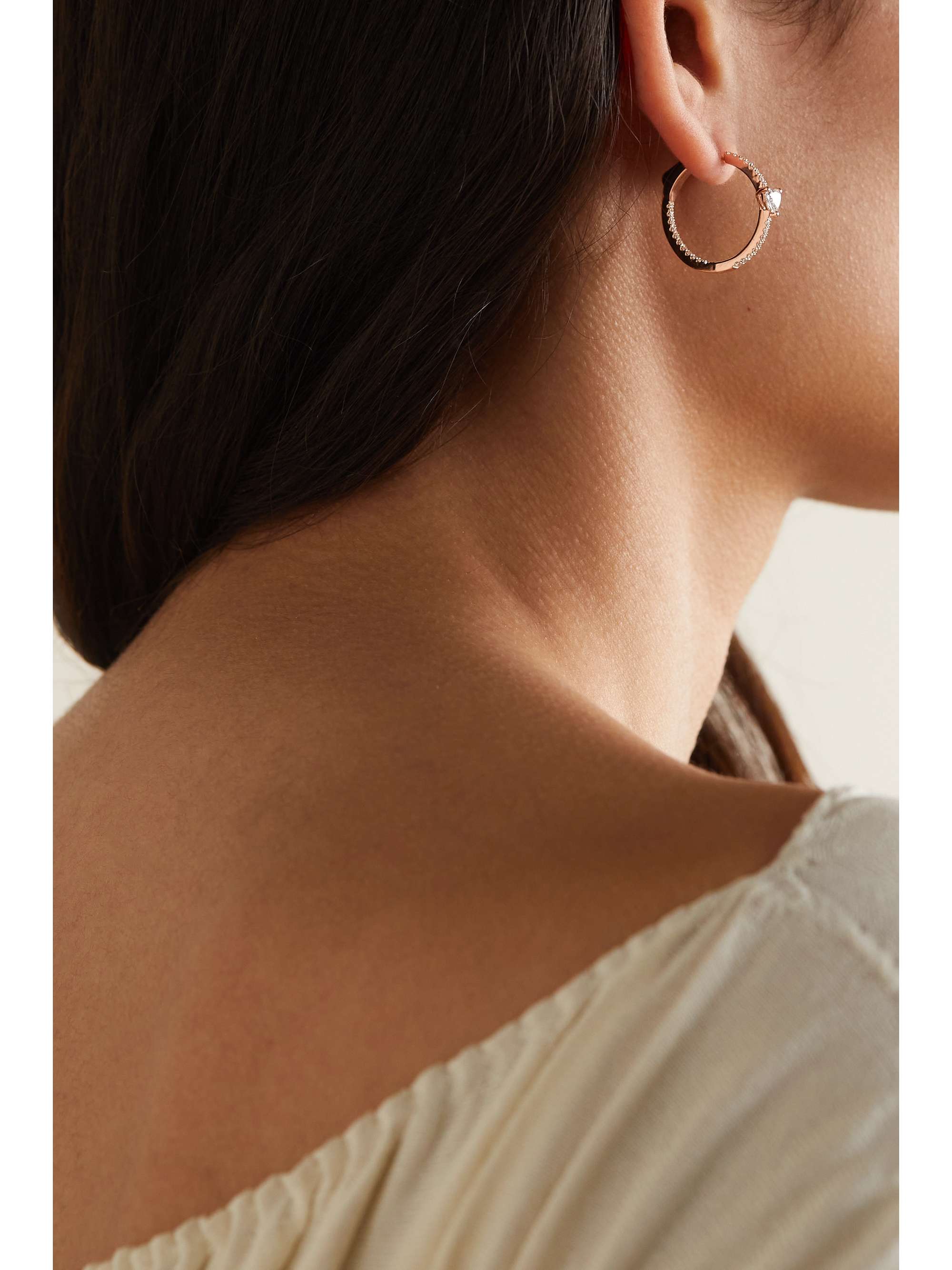 ANITA KO 18-karat rose gold diamond hoop earrings