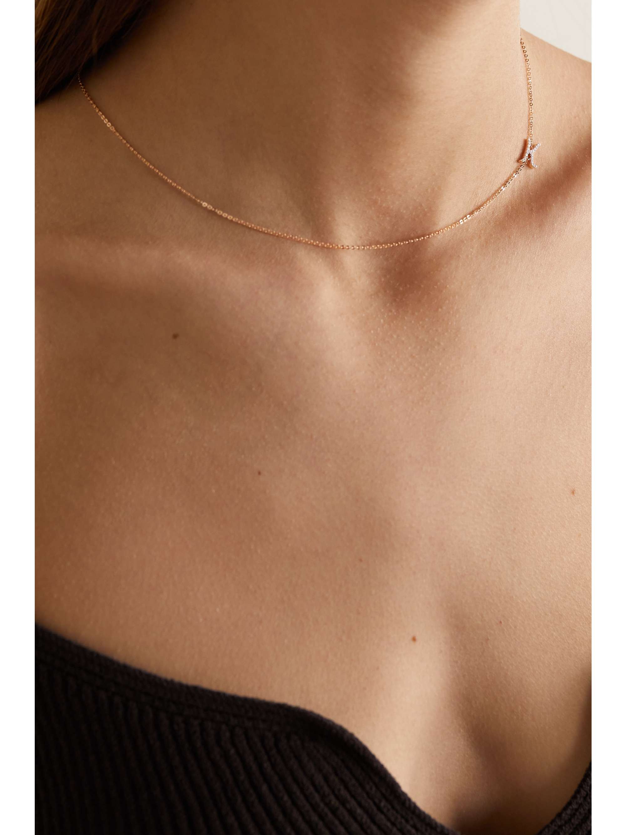 Gold Initial 18-karat rose gold diamond 
