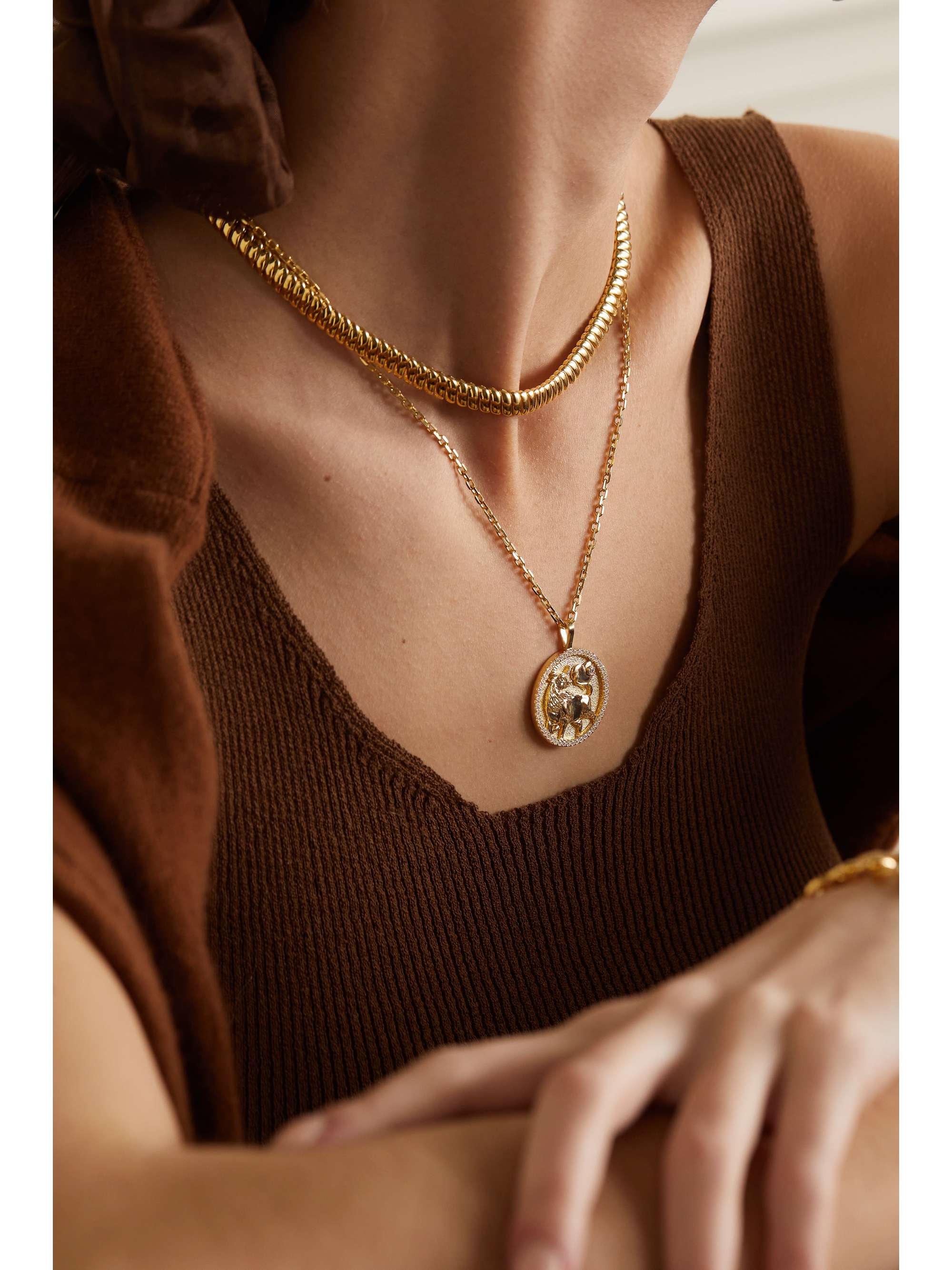 ANITA KO Lucky Ox 18-karat gold diamond necklace